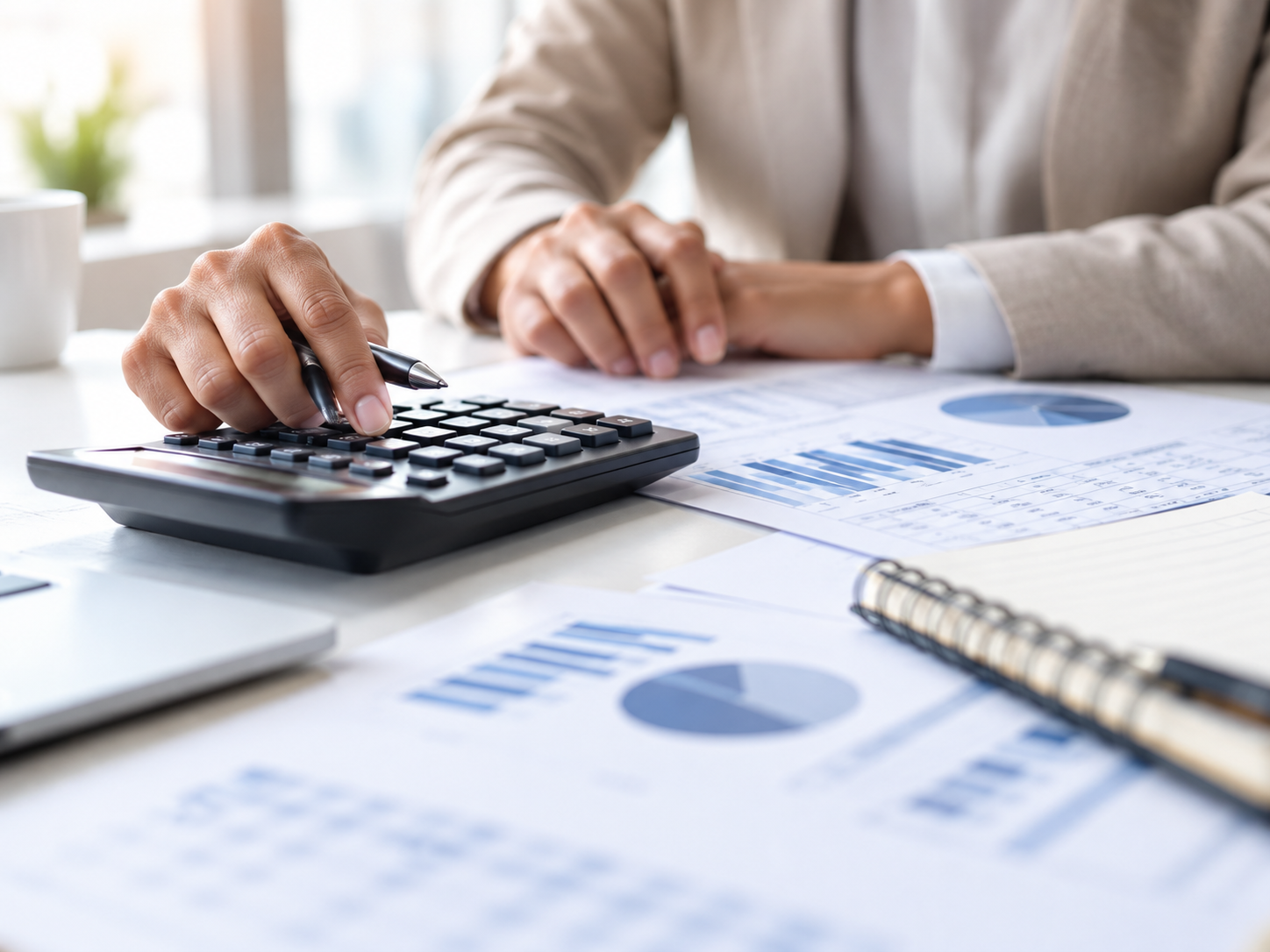Business owner calculating working capital